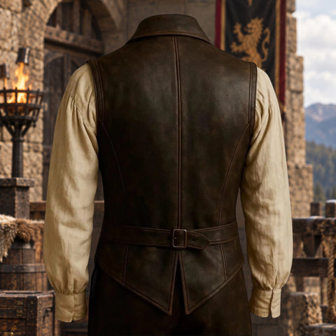Men’s Vintage Brown Leather Medieval Renaissance Vest Gift