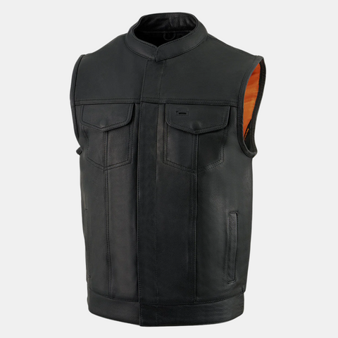 Dual Closure Open Neck Motorcycle Rider Vest