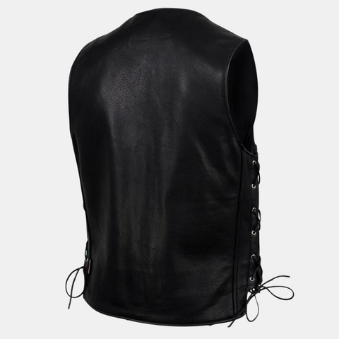 Men's Black Steerhide Motorcycle Leather Vest