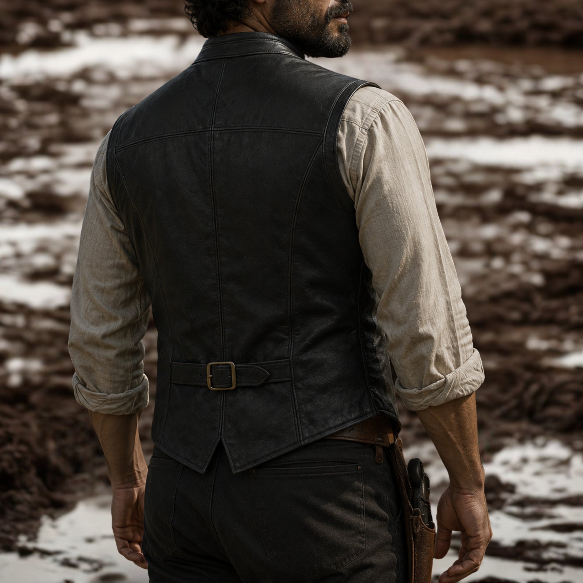 Men's Vintage Brown Leather Vest | Pirate Toggle Waistcoat | Treven Leather