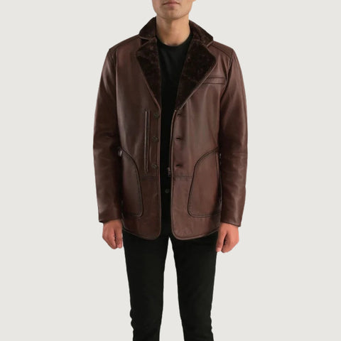 Rocky Brown Fur Leather Coat