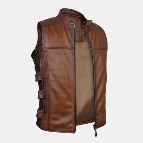 Vanguard Men's Leather Vest - Brown Leather Vest