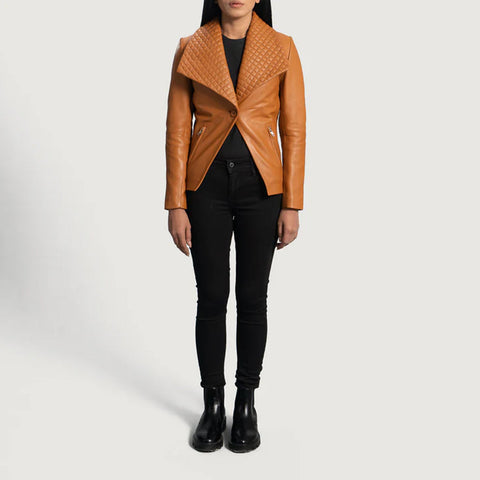 Lee Tan Brown Leather Blazer
