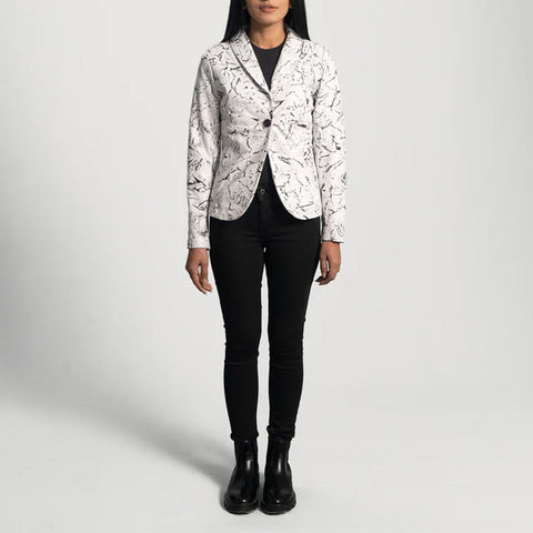 Donna Blake White Leather Blazer