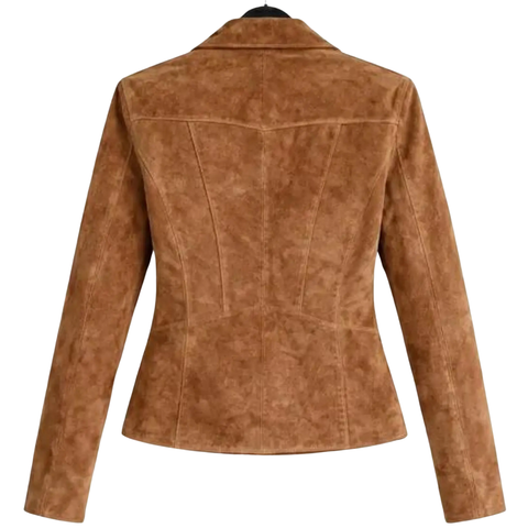 Women's Brown Suede Jacket | Womens Suede Moto Biker Jacket