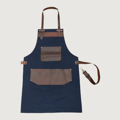 Leather Blue Canvas Apron