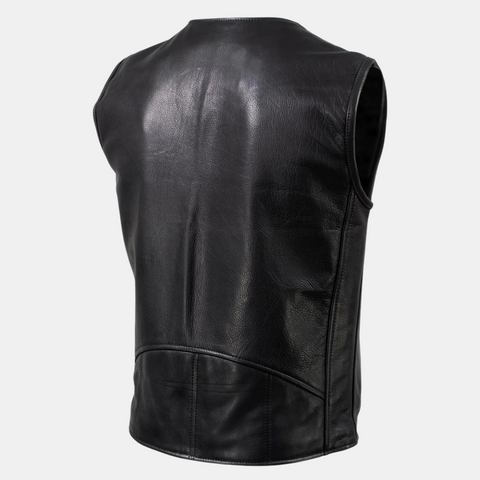 V-Neck Motorcycle Leather Biker Vest