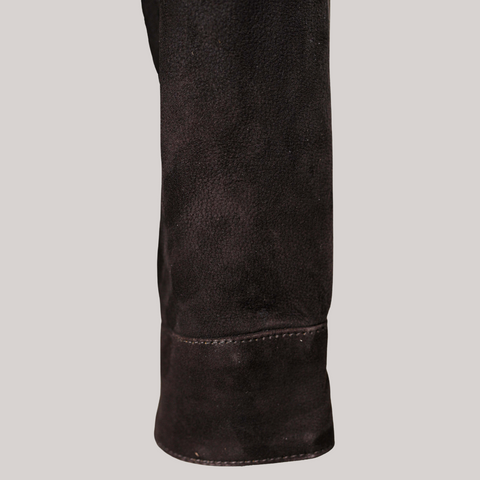 Black Shearling Suede Bomber Jacket