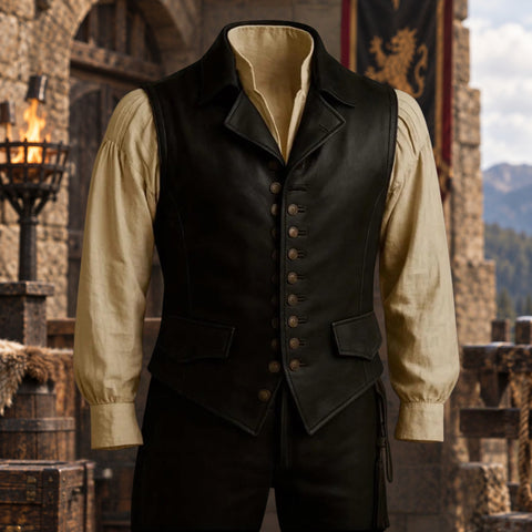 Men’s Vintage Brown Leather Medieval Renaissance Vest Gift