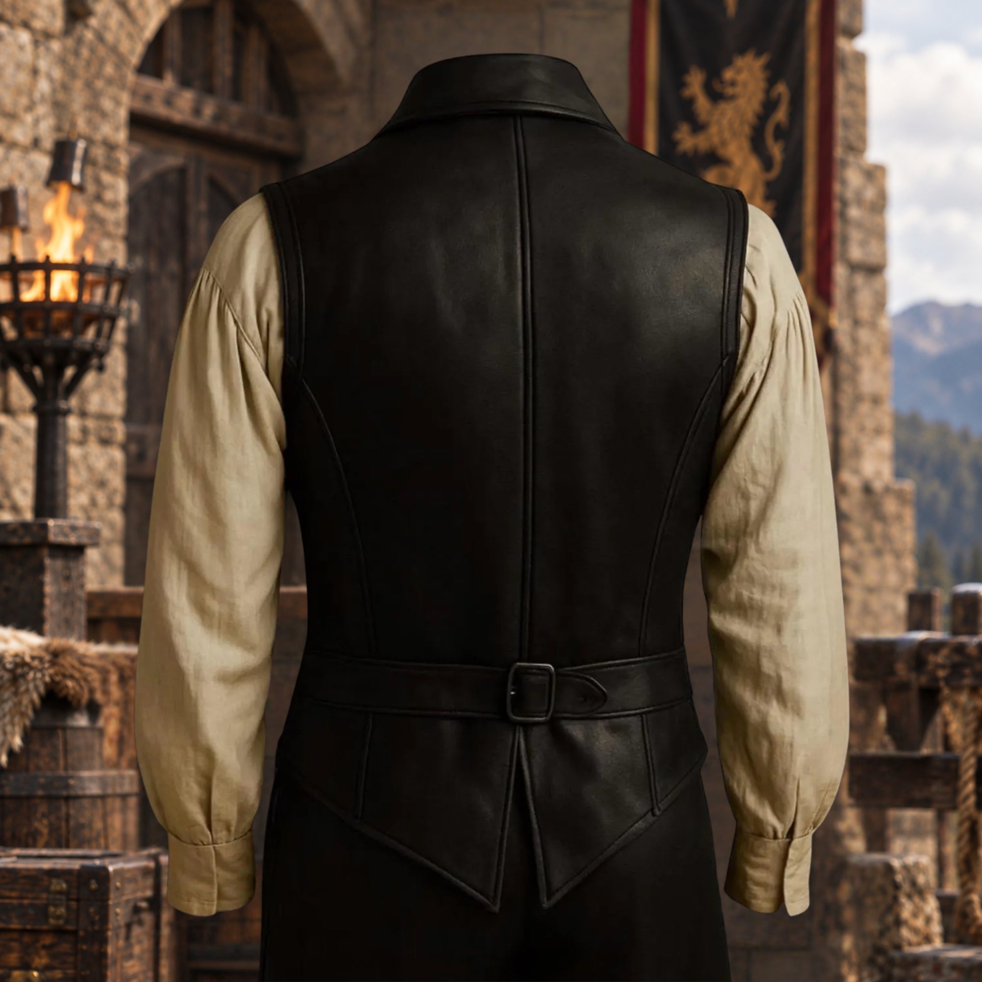 Men’s Vintage Brown Leather Medieval Renaissance Vest Gift
