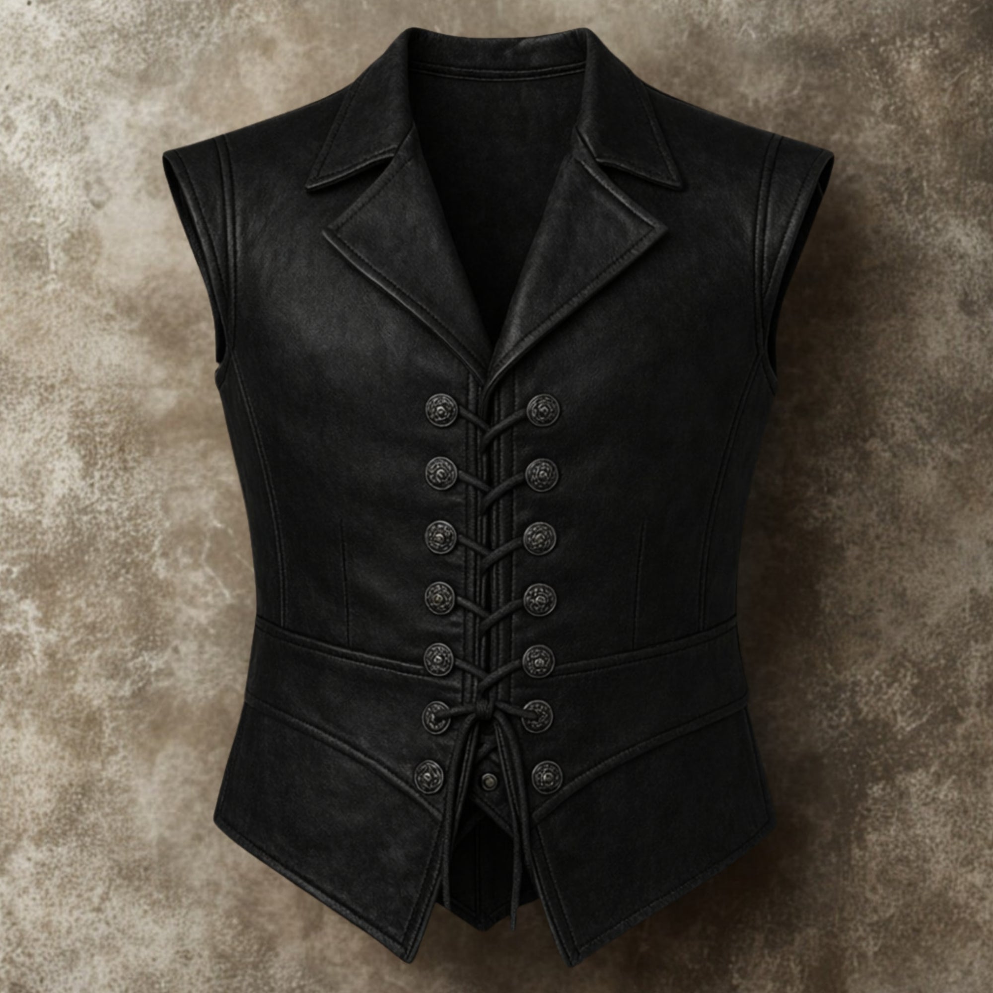 Men's Brown Leather Vest Lace-Up - Vintage Pirate Steampunk Waistcoat