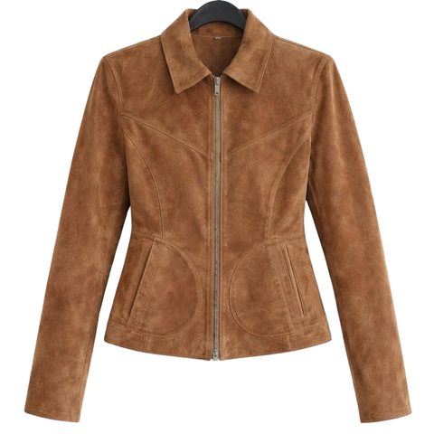 Women's Brown Suede Jacket | Womens Suede Moto Biker Jacket