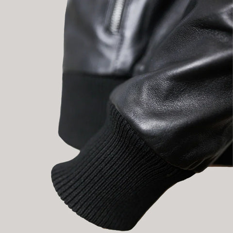 Mens Lambskin Black Bomber Jacket