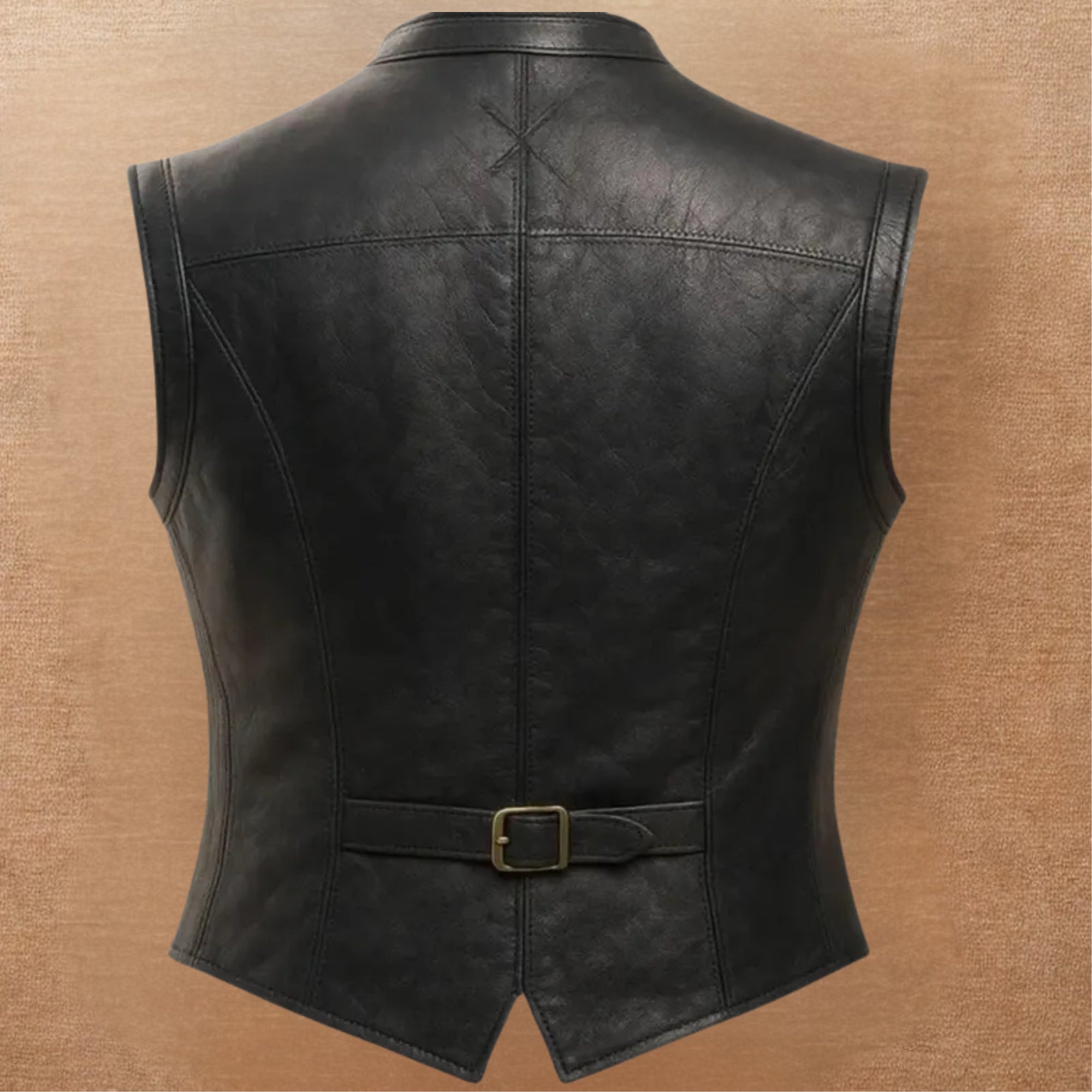 Men's Vintage Brown Leather Vest | Pirate Toggle Waistcoat | Treven Leather
