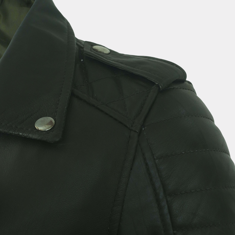 Charlotte Burnt Green Leather Jacket