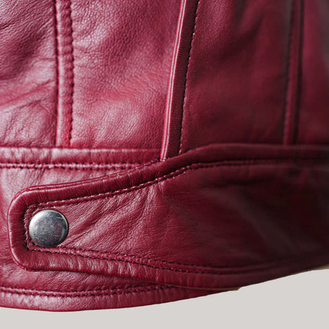 Jade Mens Maroon Zip-Up Bomber Leather Jacket