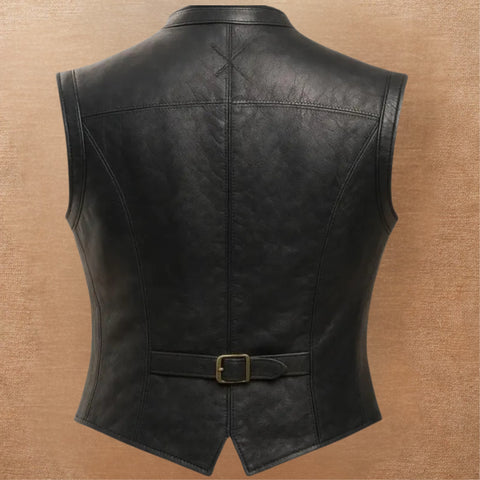 Men's Vintage Brown Leather Vest | Pirate Toggle Waistcoat | Treven Leather