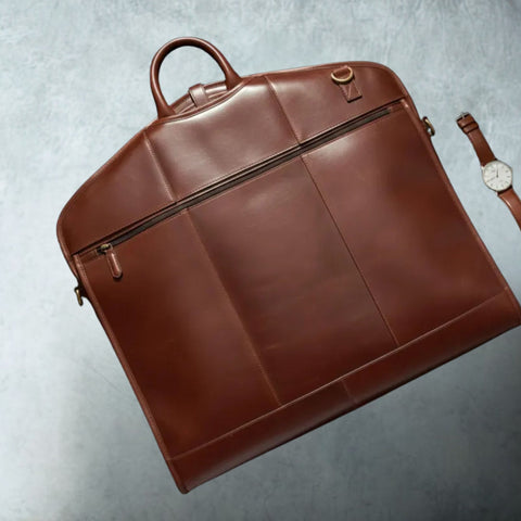 Genuine Leather Garment Bag - Luxury Suit Carrier for Travel | Treven Leather