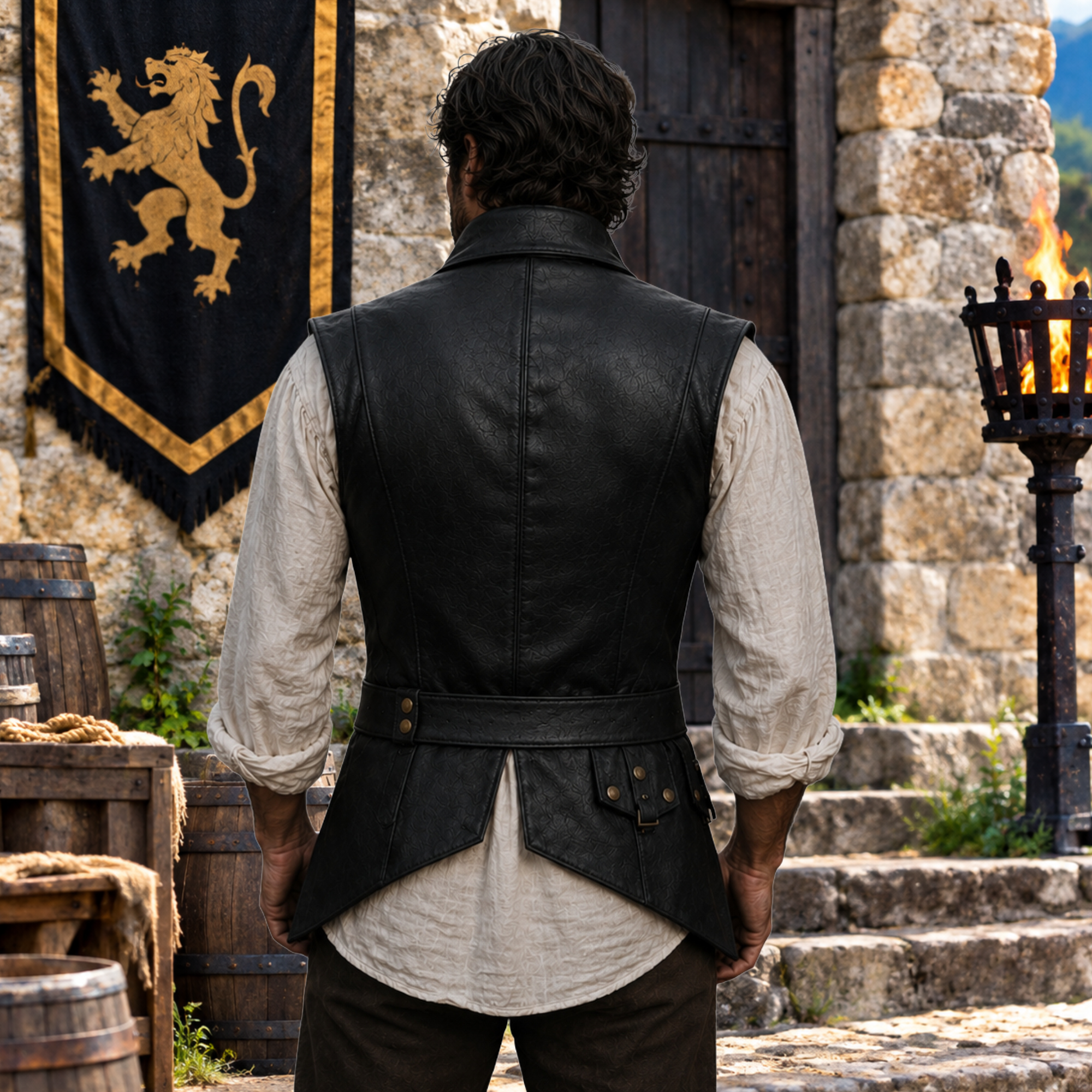Men’s Vintage Brown Leather Vest – Medieval Renaissance Steampunk Waistcoat | Treven Leather
