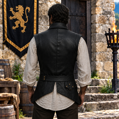Men’s Vintage Brown Leather Vest – Medieval Renaissance Steampunk Waistcoat | Treven Leather