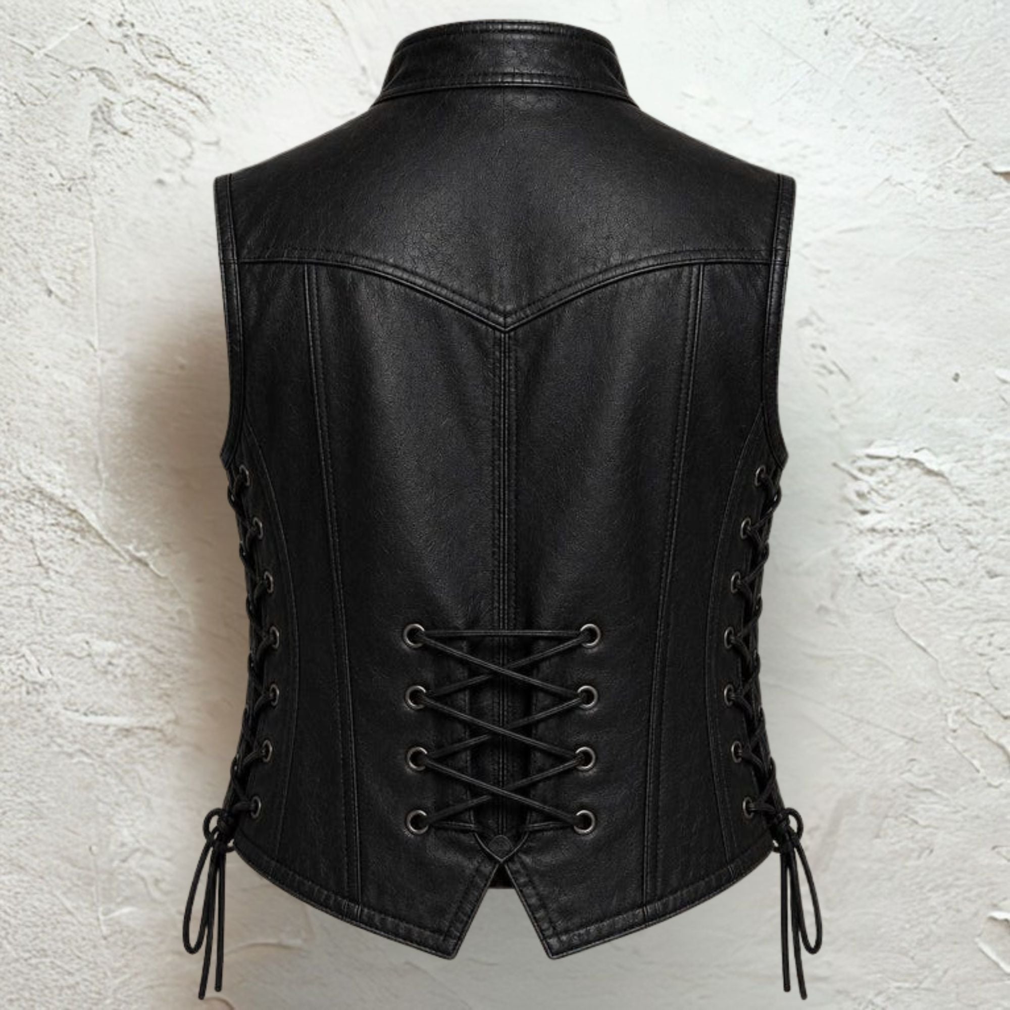 Men's Black Leather Vest Vintage Military - Pirate Double Button Waistcoat