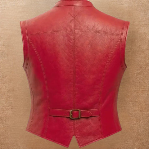 Men's Vintage Brown Leather Vest | Pirate Toggle Waistcoat | Treven Leather