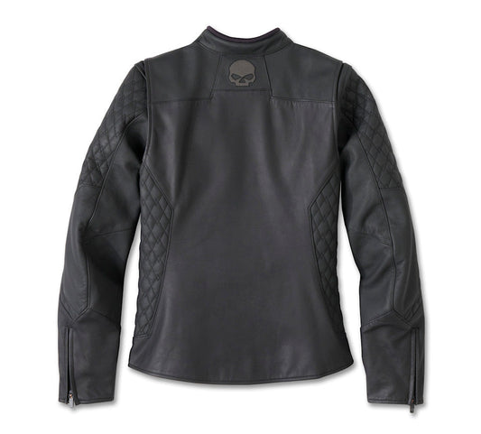 Women's Willie G Skull Graphic Leather Riding Jacket