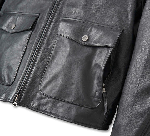 H-D Flex Layering System Captains Leather Jacket Outer Layer
