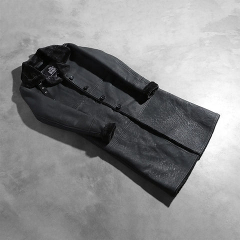 Alina Shearling Black Leather Coat