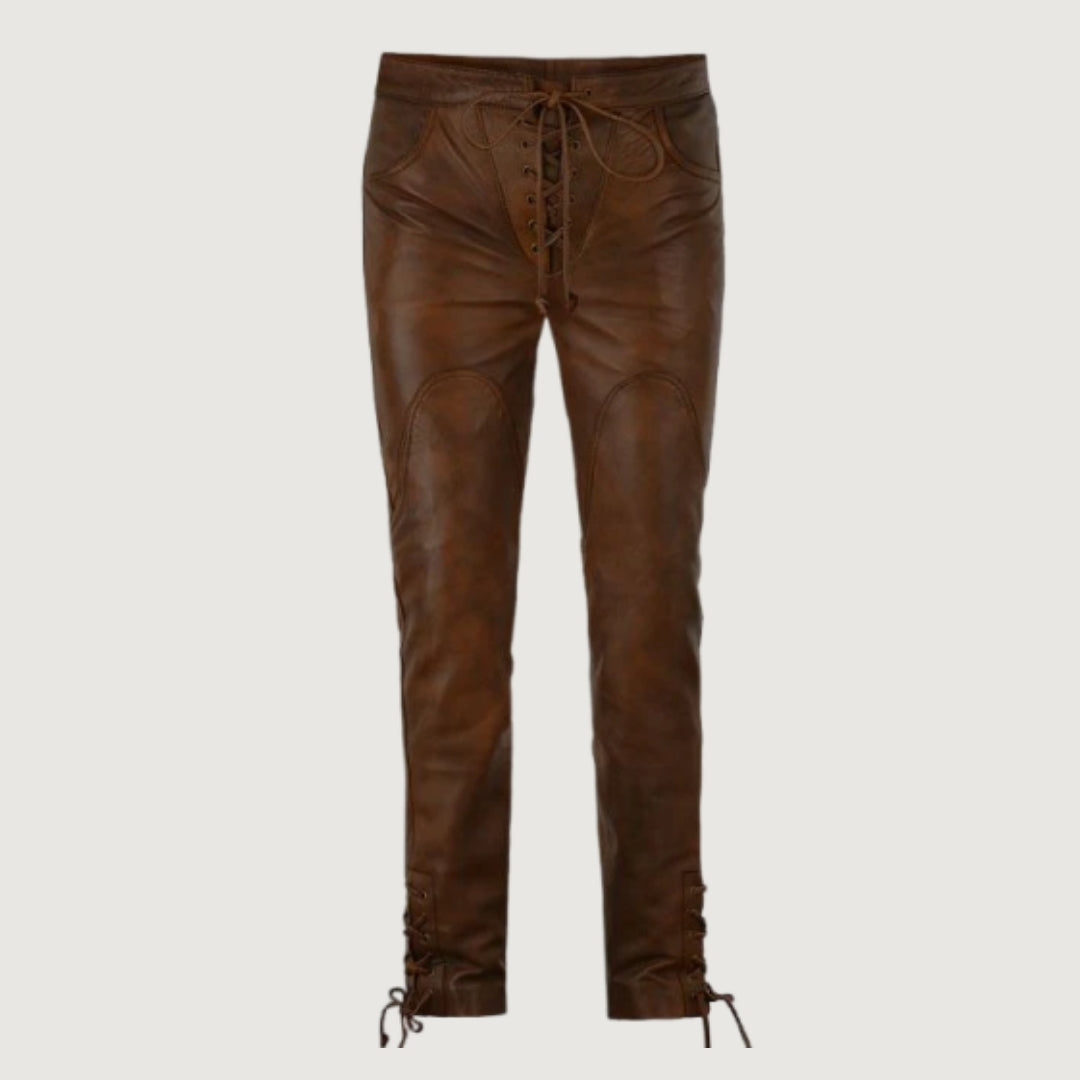 Cowboy Lace Up Leather Pants