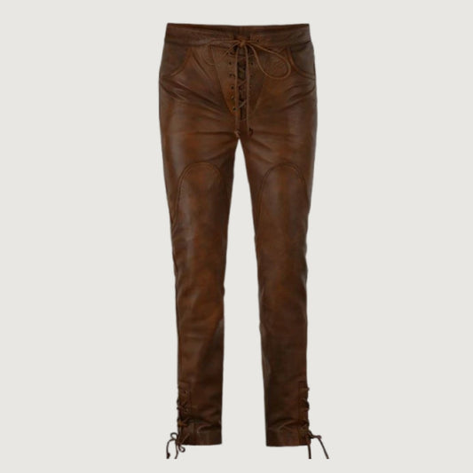 Cowboy Lace Up Leather Pants