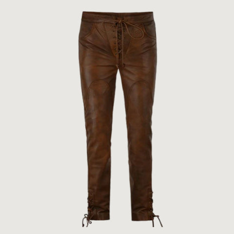 Cowboy Lace Up Leather Pants