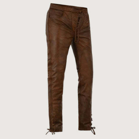 Cowboy Lace Up Leather Pants