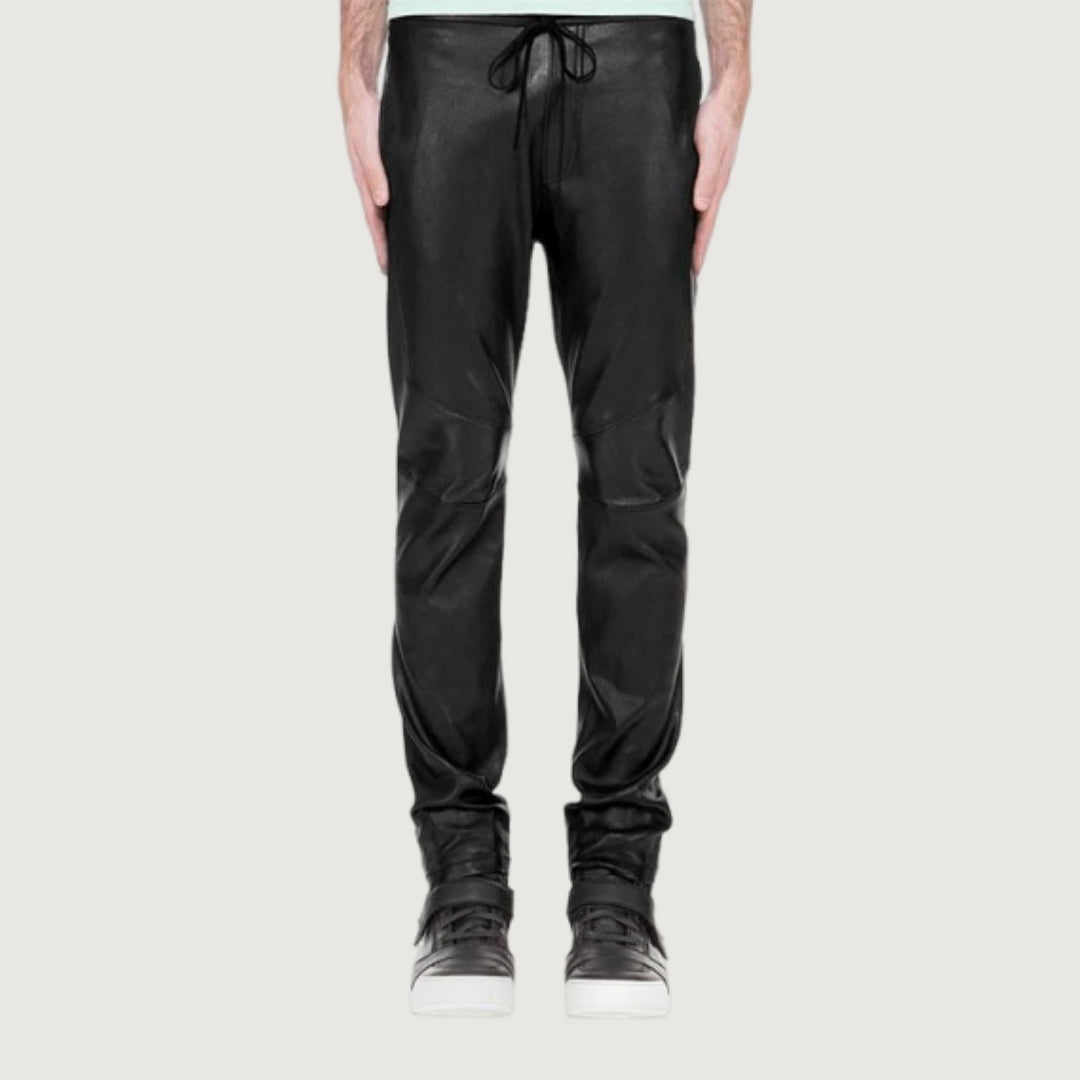 Drawstring Designer Leather Pants