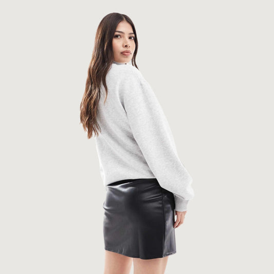 Sleek Split Faux Leather-Look Mini Skirt