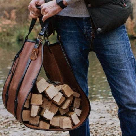 Gift for Home- Leather Log Carrier