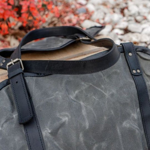 Greyish Wood Carrier With Black Strips