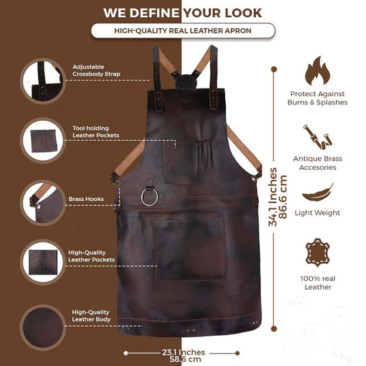 The Riding of Yorkshire Full Grain Dark Brown Apron