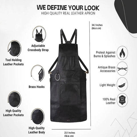 The Riding of Yorkshire Full Grain Black Apron