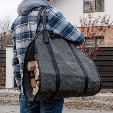 Greyish Wood Carrier With Black Strips