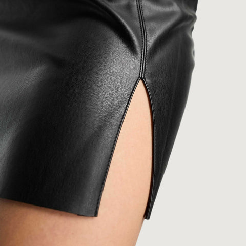 Sleek Slit Faux Leather Mini Skirt