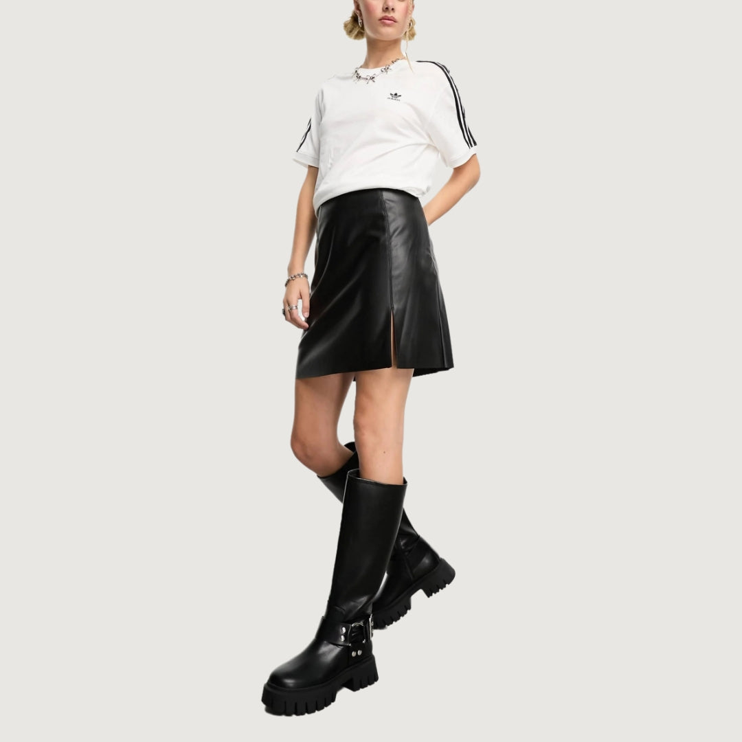 Sleek Slit Faux Leather Mini Skirt