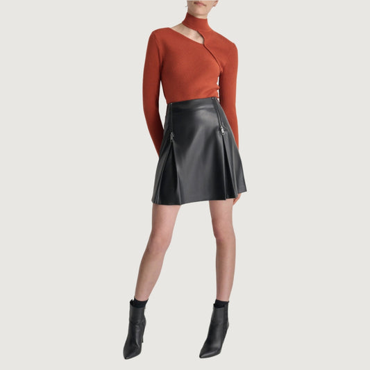 Luxe Pleat Faux Leather Mini Skirt