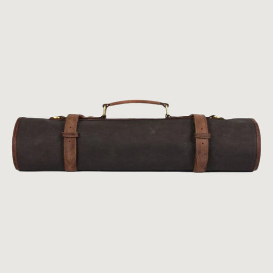 Tourbon Leather Knife Roll - Dark Brown