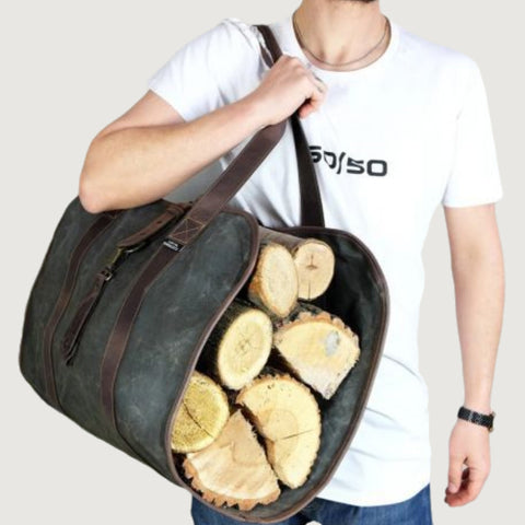 Waxed Canvas Wood Carrier