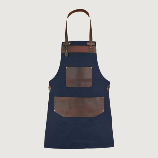 Leather Blue Canvas Apron