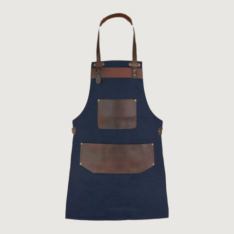 Leather Blue Canvas Apron