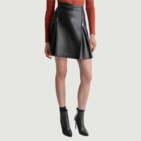 Luxe Pleat Faux Leather Mini Skirt