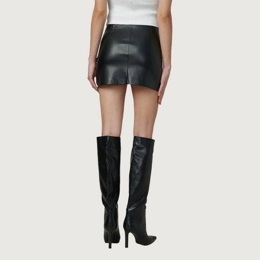 Velvet Edge Faux Leather Mini Skirt