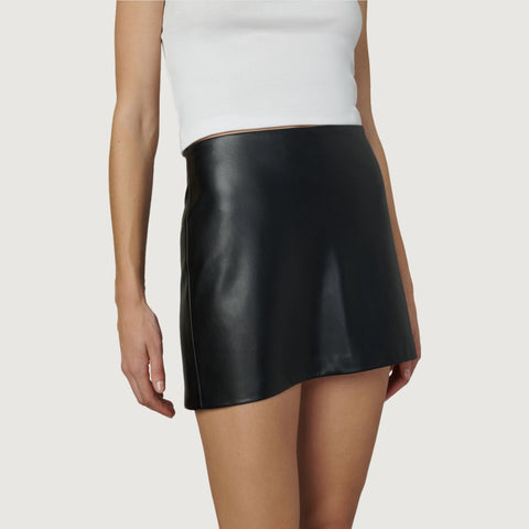Velvet Edge Faux Leather Mini Skirt